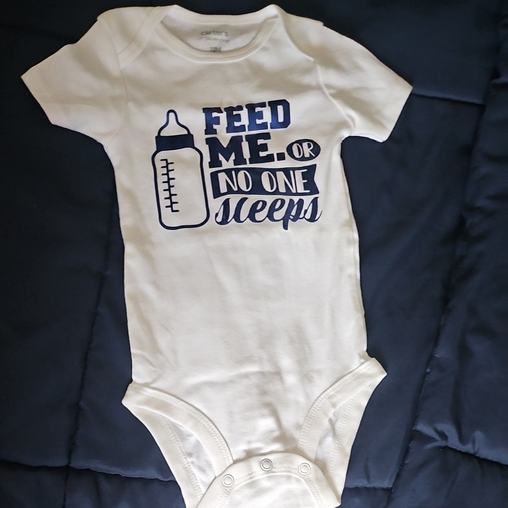 Carter's White and Navy Baby Bodysuit Never Worn 12m